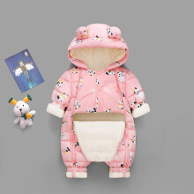 (Pink, 0-6Months) Baby Kids Down Coat Jumpsuit Newborn Romper Hooded