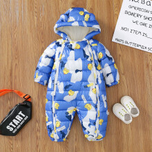 (Blue duck, 0-6Months) Baby Kids Down Coat Jumpsuit Newborn Romper Hooded