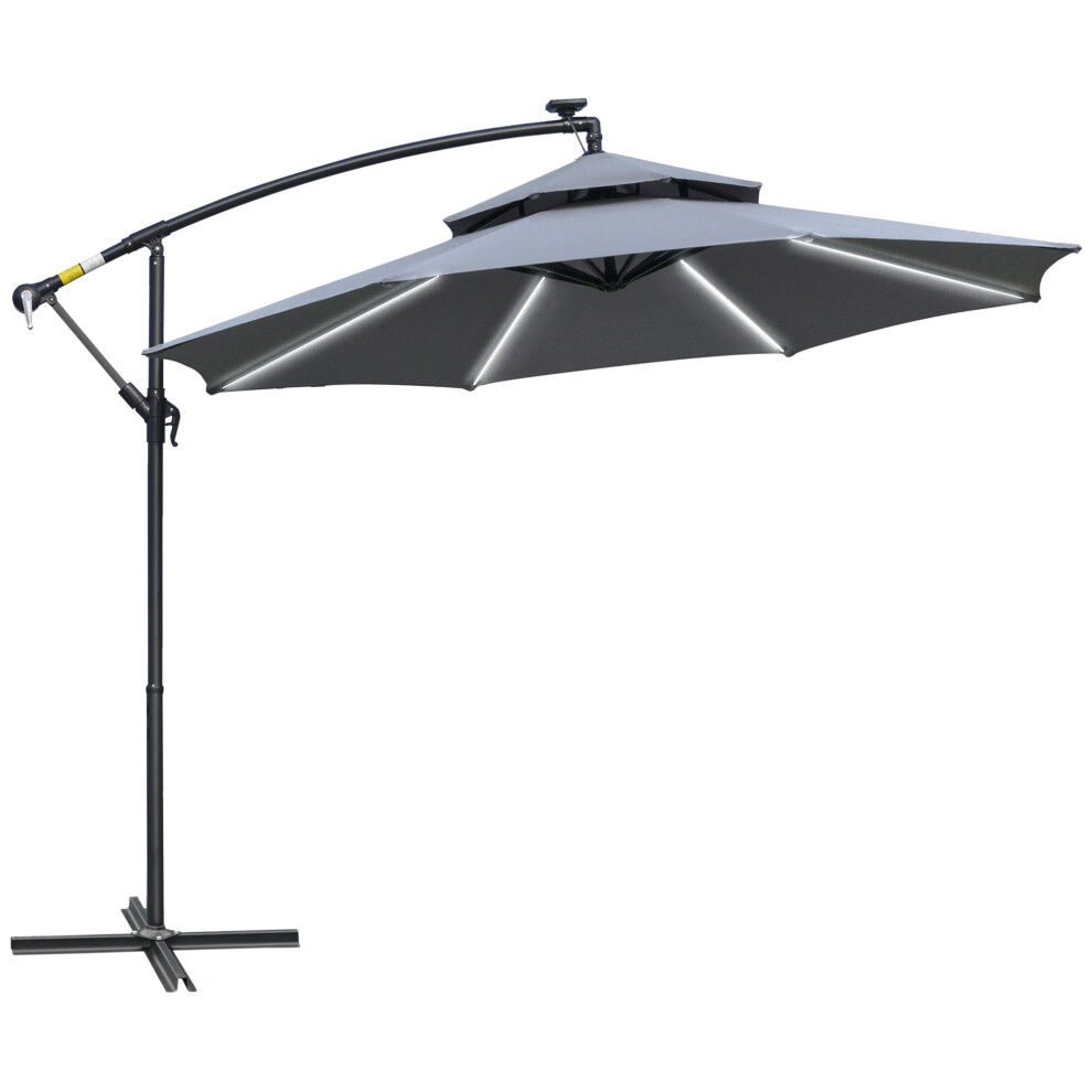 3(m) Cantilever Parasol Hanging Banana Umbrellawith Lights