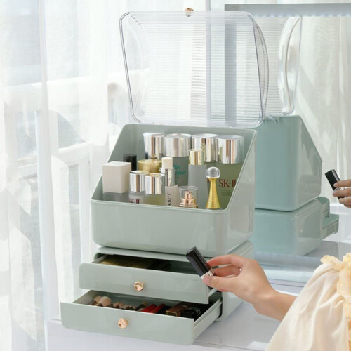 Living And Home Dustproof Desktop Makeup Organizer with Drawers 2