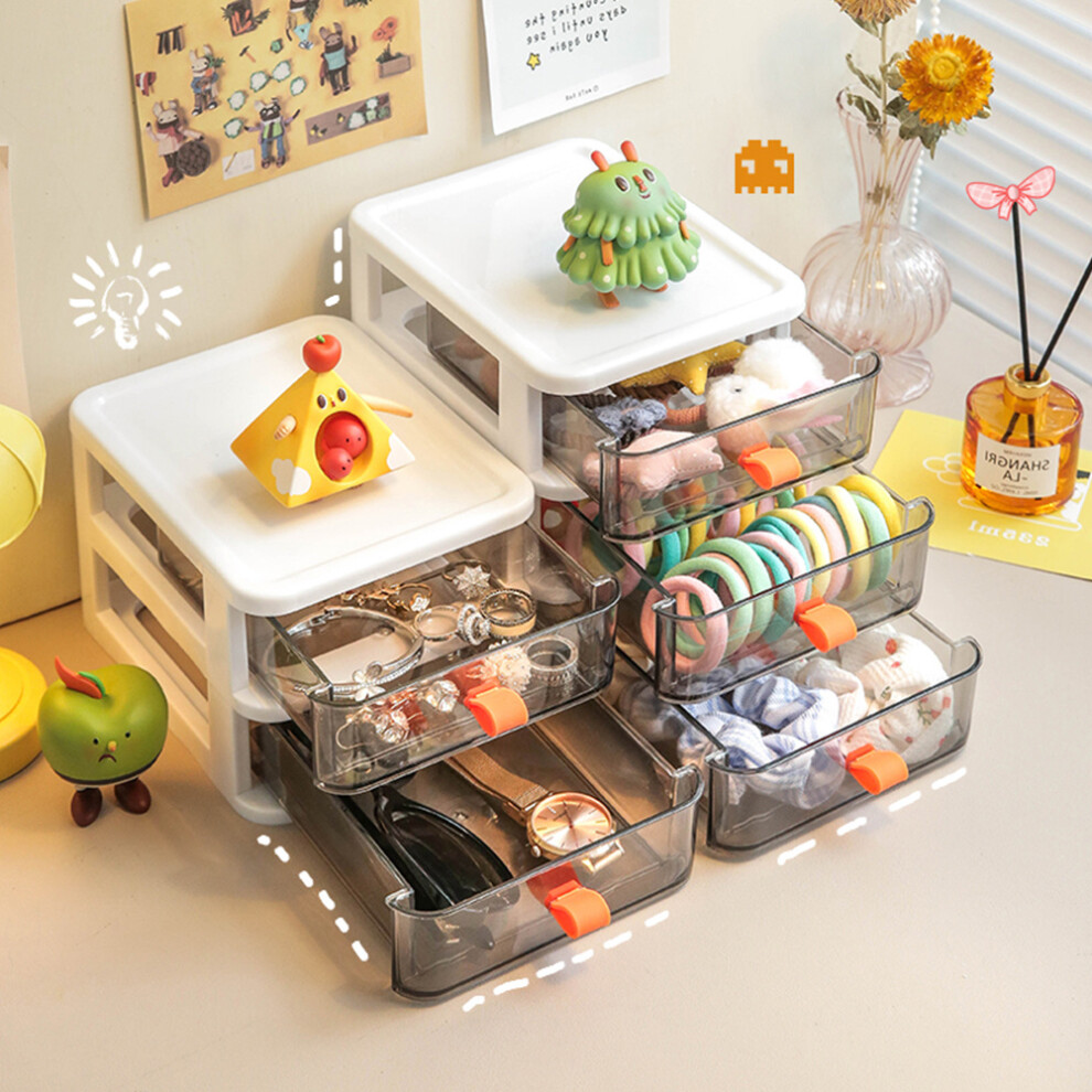 2-Tier Desktop Cosmetic Storage Organizer Box for Desk Office School Home