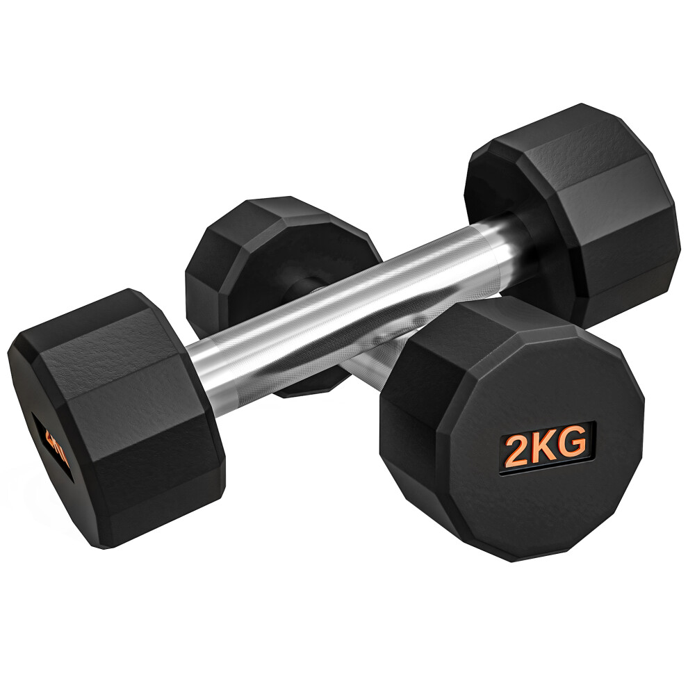 SPORTNOW Dumbbells Weights Set With 12-Sided Shape And Non-Slip Grip, 2 X 2kg