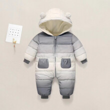 (Grey, 2-3Years) Baby Kids Coat Jumpsuit Newborn Romper Hooded UK/