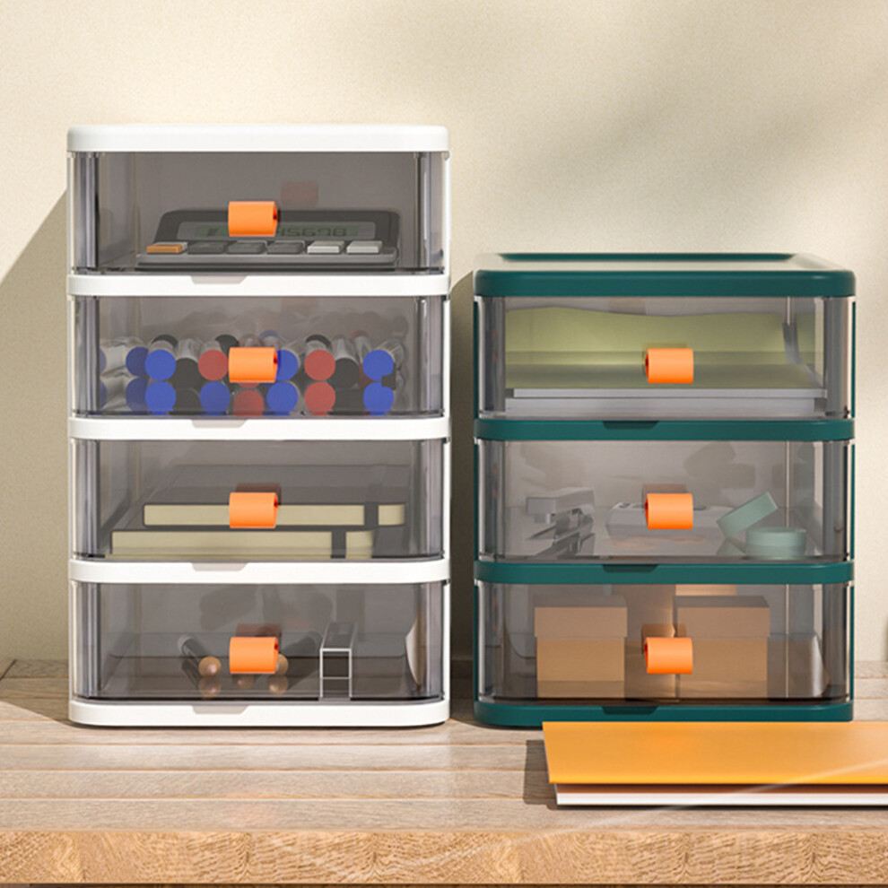 3-Tier Drawer-Style Stationery Cosmetic Storage Box, Dark Green