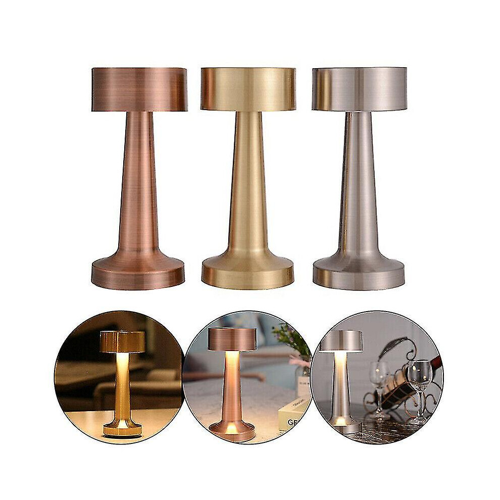 (Bronze, Dumbbell) Rechargeable Led Table Lamp Touch Sensor Desk Light Bedroom Restaurant Bar Dcor