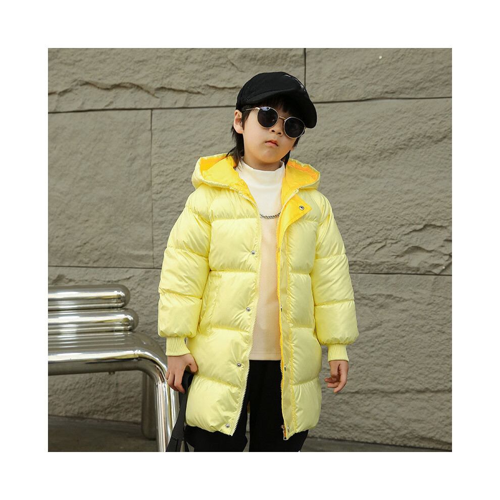 (Yellow, 7-8Years) Kids Boy Girls Winter Jackets Hooded Coats Warm UK