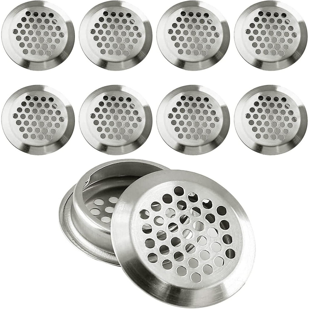 10pcs Air Vents 35mm Stainless Steel Circular Soffit Vent Round Vent Mesh Hole Louver For Kitchen Bathroom Cabinet Cupboard