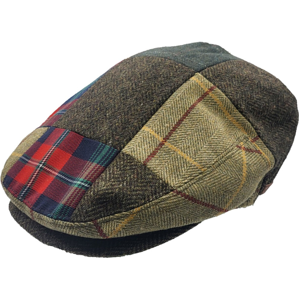 (Small) Patchwork Flat Cap- Unisex Wool Mix