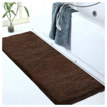 (60 cm x 110 cm (2ft x 3ft 7")-Large Mats) Shaggy Rugs Brown Soft Fluffy Non Slip Large Rugs