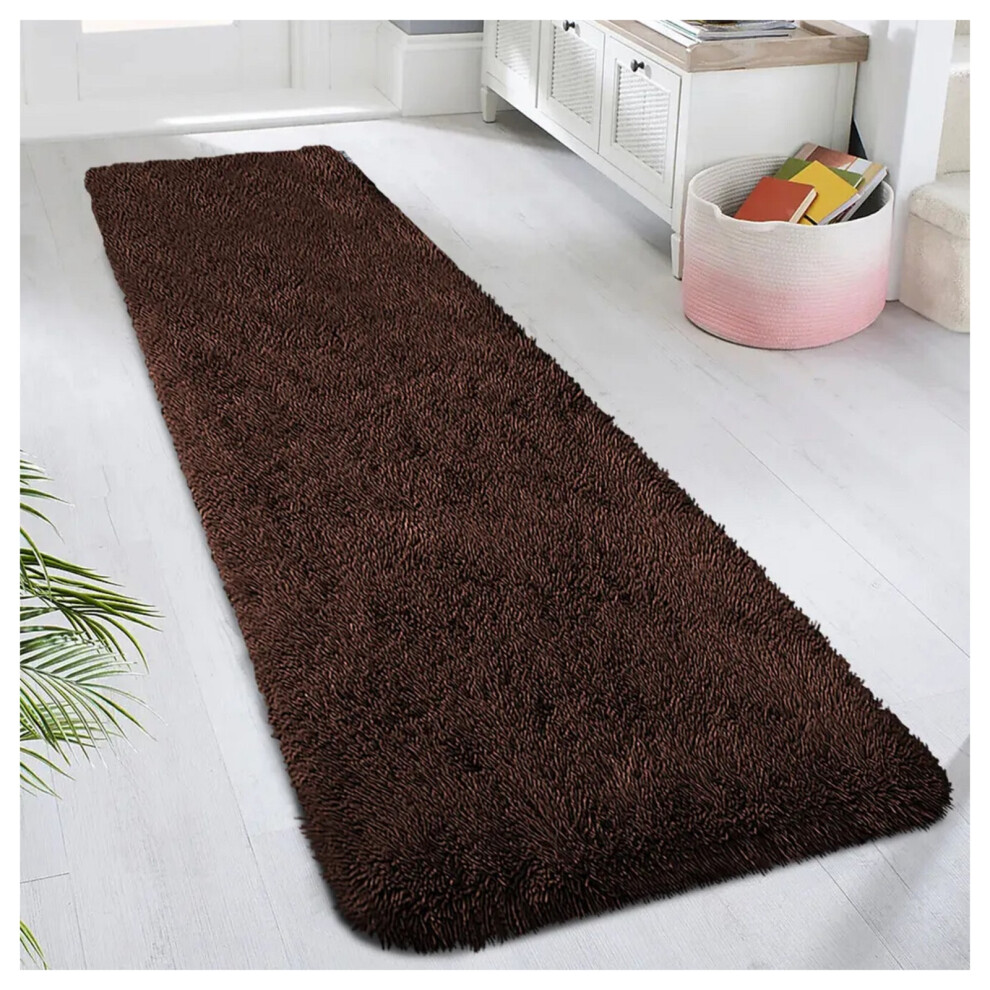 Supreme Bedding Ltd (60 Cm X 220 Cm (2Ft X 7Ft 7")-Runner Rugs) Shaggy Rugs Soft Fluffy Non Slip Large Rugs Brown