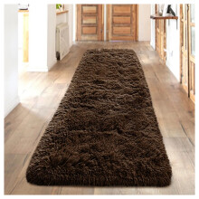 (80 cm x 300 cm (2ft 6" x 10ft)-Large Runner Rugs) Shaggy Rugs Brown Soft Fluffy Non Slip Large Rugs