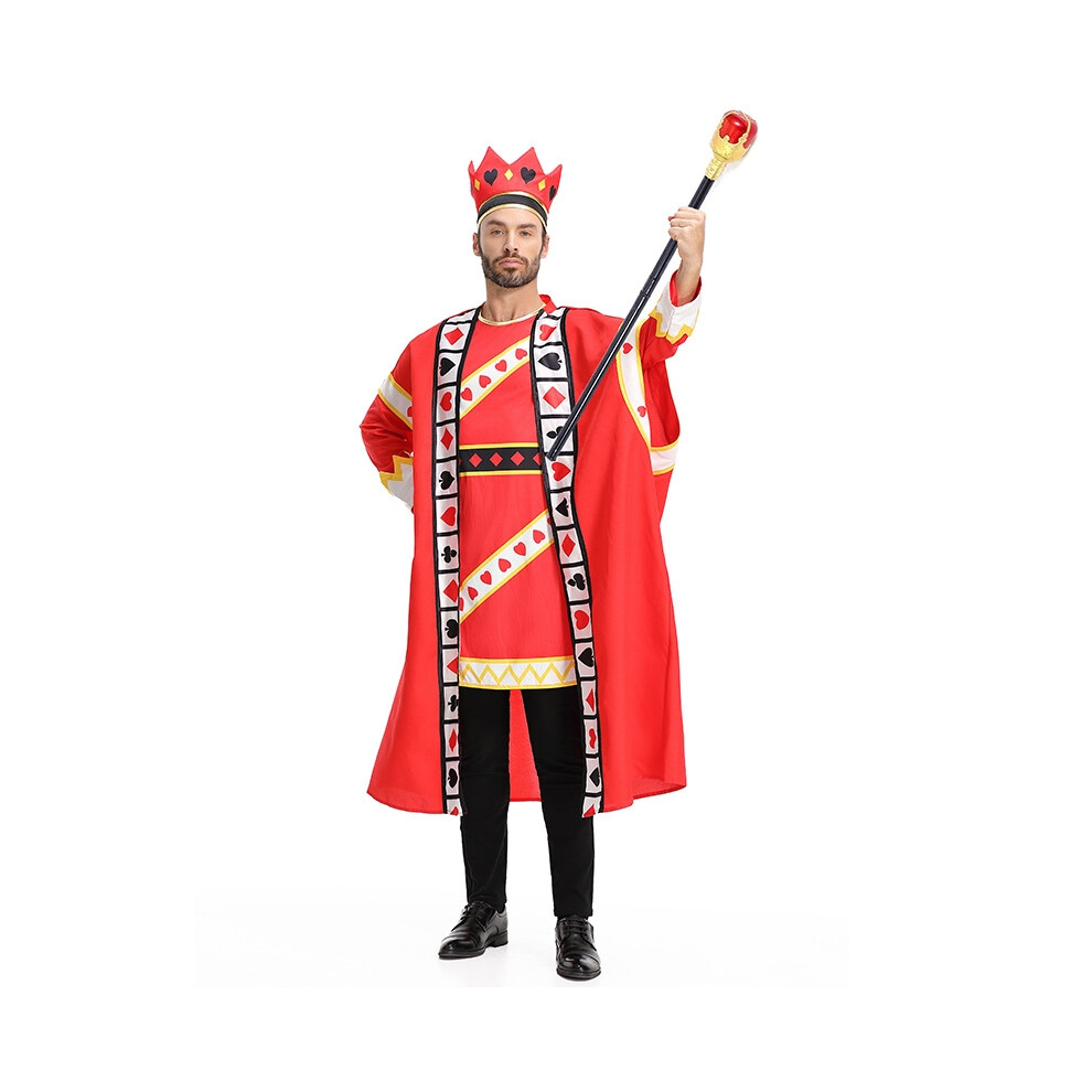(Clothing Set, M) Men Poker King Alice Halloween Purim Cosplay Adult of Hearts Costume