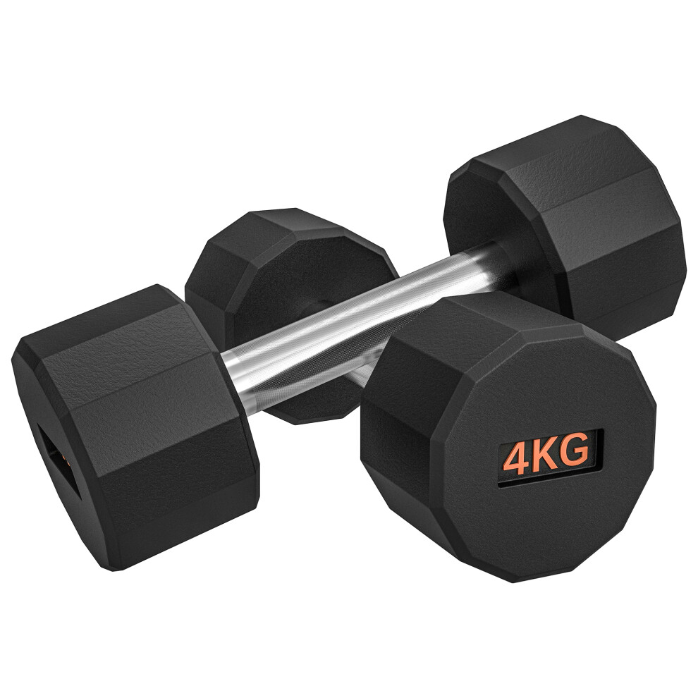 SPORTNOW Dumbbells Weights Set With 12-Sided Shape And Non-Slip Grip, 2 X 4kg