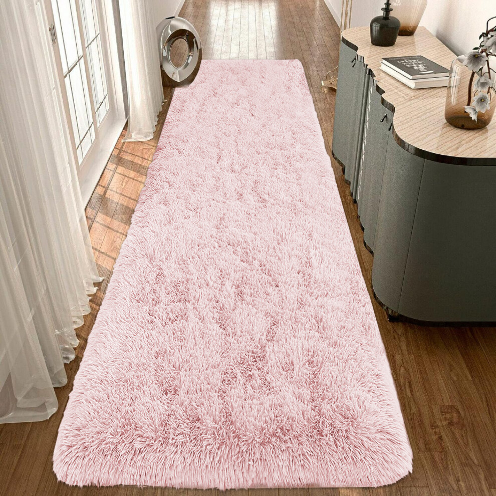 (80 cm x 300 cm (2ft 6" x 10ft)-Large Runner Rugs) Fluffy Pink Rugs Living Room Rug Runner Carpet Mat