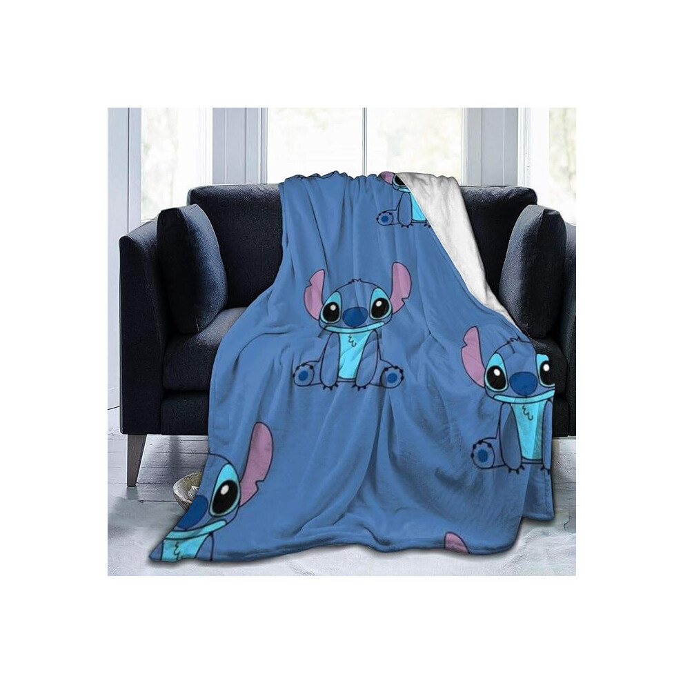 (100*150CM) Cartoon Stitch Blanket Oversized Warm Soft Flannel Anti-pilling