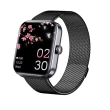 (Milan Black Steel) F57l Blood Sugar Monitoring Watch, Blood Sugar Watch, Blood Pressure Watch Sport Smart Watch