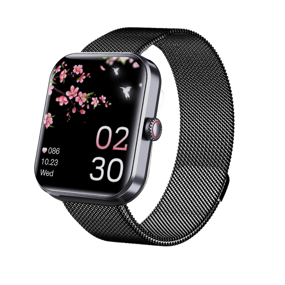 Stbnvf (Milan Black Steel) F57l Blood Sugar Monitoring Watch, Blood Sugar Watch, Blood Pressure Watch Sport Smart Watch