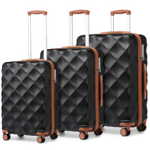 (Black/Brown, 20+24+28 lnch) 1 to 4 Pcs ABS Hard Shell Travel Suitcase with TSA Lock