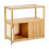 Living And Home Wooden Glass Side Table with Wheels 4