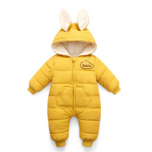 (Yellow, 1-2Years) Baby Coats Jumpsuit Newborn Romper Hooded Warm UK