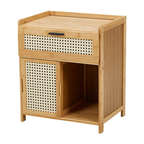 Living And Home Wooden Nightstand Storage Cabinet