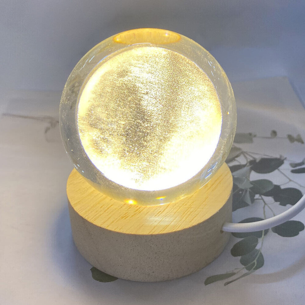 (Moon) 3D Crystal Ball Moon Light Table Lamp USB LED Night Light