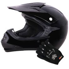 (Black, L) Zorax ZOR-X15 Kids Motocross Motorbike MX Helmet & Gloves - ATV Dirt Bike BMX Quad Off Road Helmet ECER 2206