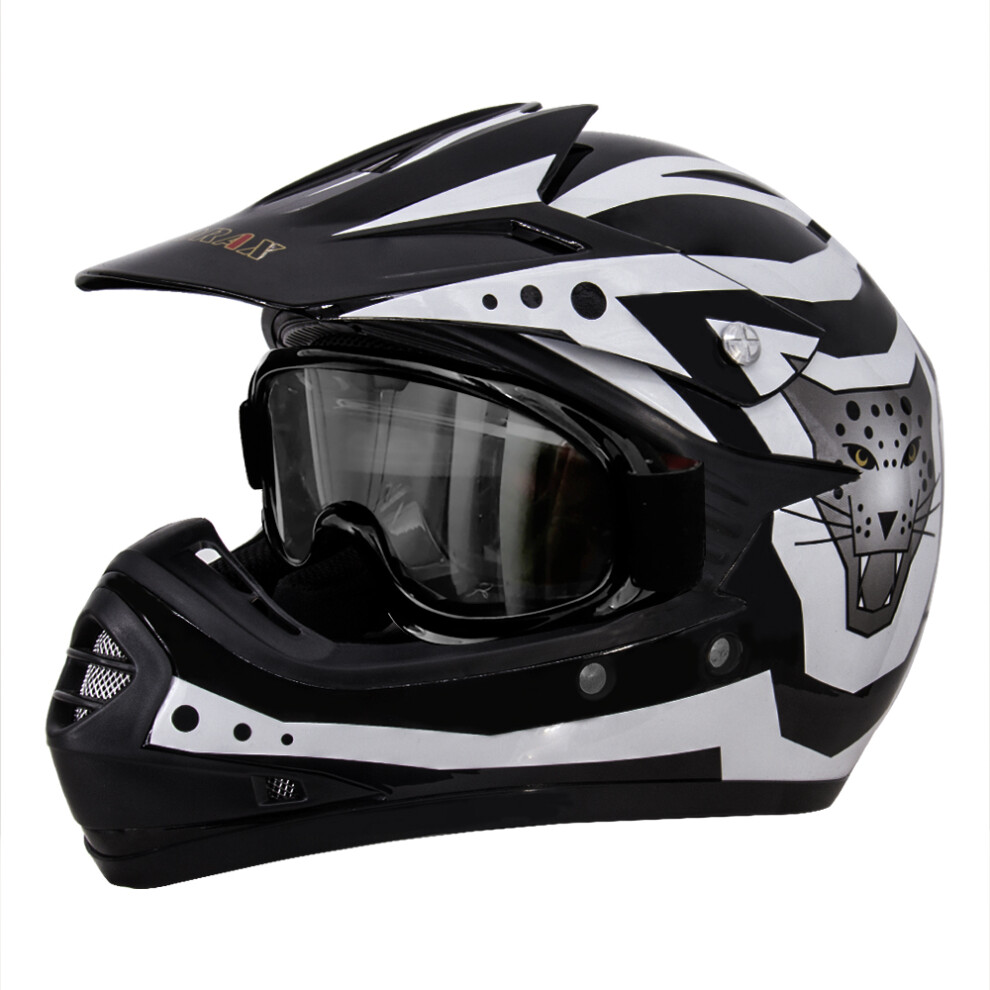 (Black, L) Zorax ZOR-X17 Children Kids Motocross Helmet ATV Quad Bike Helmet ECE 2206 & Goggles-image-OPC-PF2NCW9-NEW