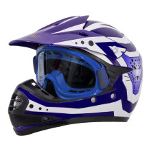 (Blue, XL) Zorax ZOR-X17 Children Kids Motocross Helmet ATV Quad Bike Helmet ECE 2206 & Goggles