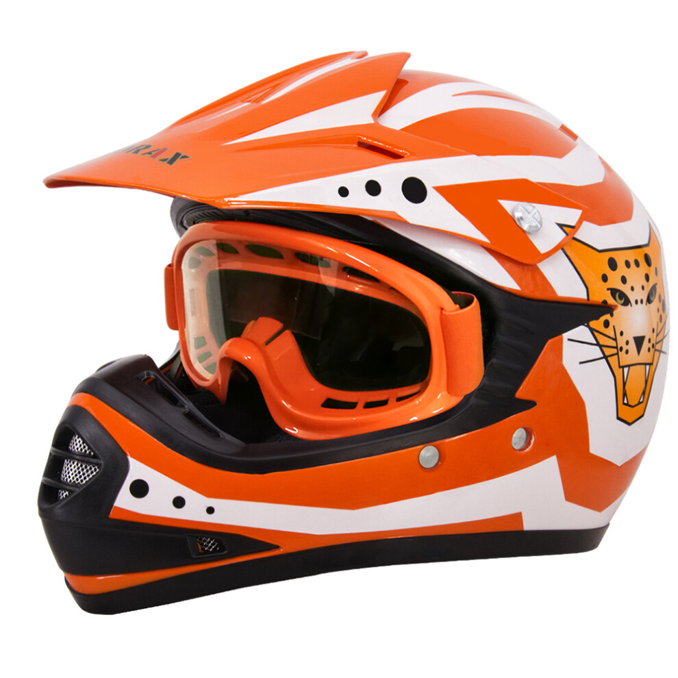 (Orange, XS) Zorax ZOR-X17 Children Kids Motocross Helmet ATV Quad Bike Helmet ECE 2206 & Goggles-image-OPC-PF2NCX7-NEW