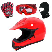 (Red, XL) Zorax X15 Junior Child Kids Motorbike Motocross MX Helmet + Goggles + Gloves + Balaclava