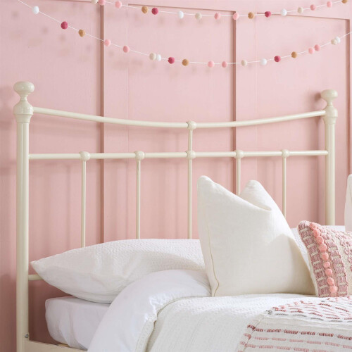 Birlea Emily 135cm 4FT6 Double Cream Ivory Metal Bed Frame Bedstead Sprung Base 1