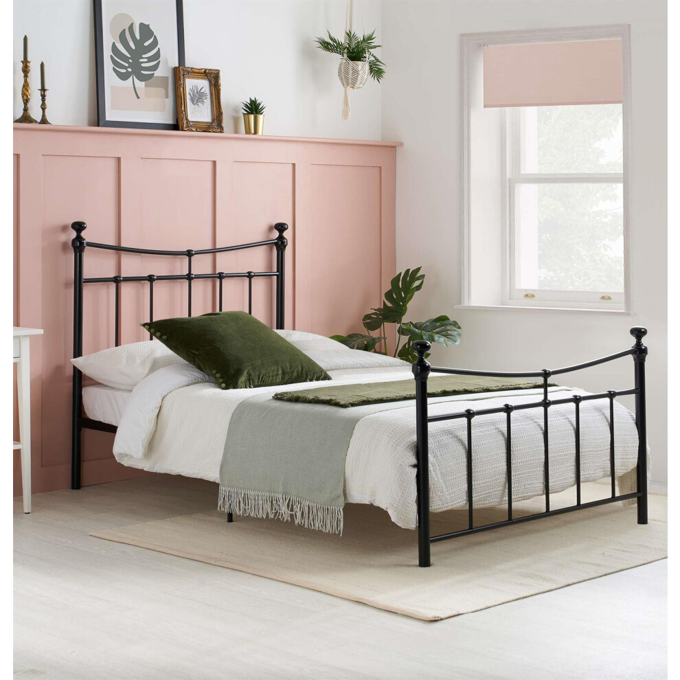 Emily 90cm 3FT Single black metal Bed Frame Bedstead with decorative finials