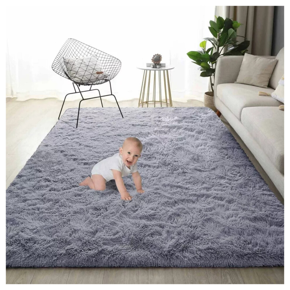 (120 cm x 170 cm (4ft x 5ft 8")-Area Rugs) Grey Rugs Fluffy Shaggy Living Room Rug Carpet Mat