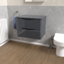Nes Home Grey 600mm Bathroom Wall Hung Vanity With Worktop