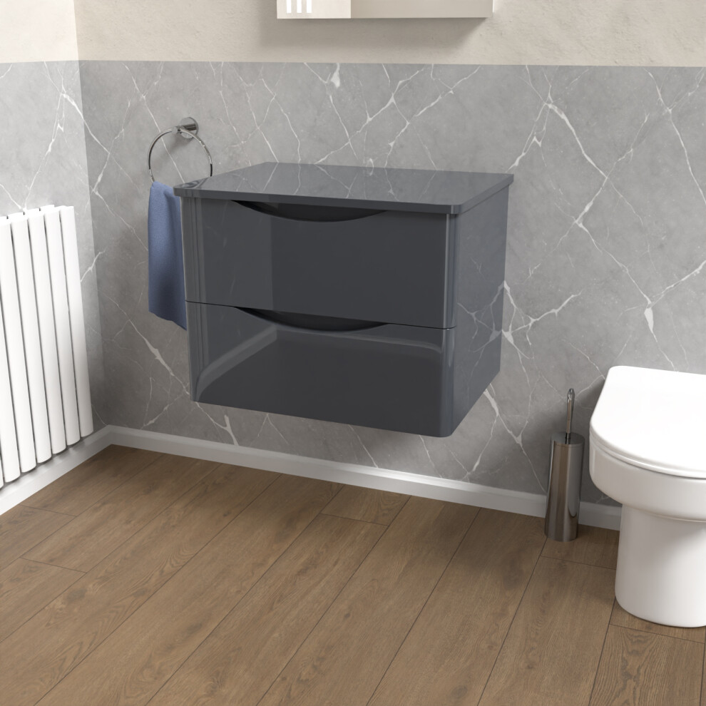 Nes Home 600Mm Bathroom Wall Hung Vanity With Worktop Grey