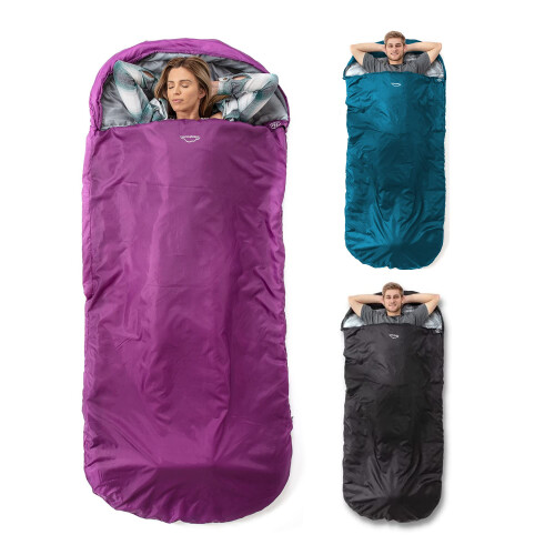 Highlander Highlander Extra Wide Rectangular Sleeping Bag For Adults - 1.6kg Lightweight Warm Snuggle Sleeping Bag