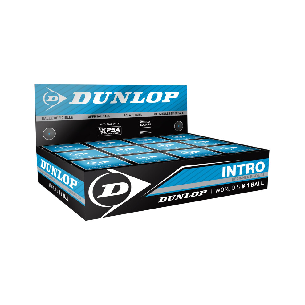 Dunlop Squash Balls Intro Blue, 12 Balls, for Beginners and Hobby Players ? Fast Speed