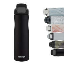 Contigo Drinking Bottle Autoseal Chill Matte Black, stainless steel water bottle with Autoseal technology, insulated bottle keeps beverages cool for