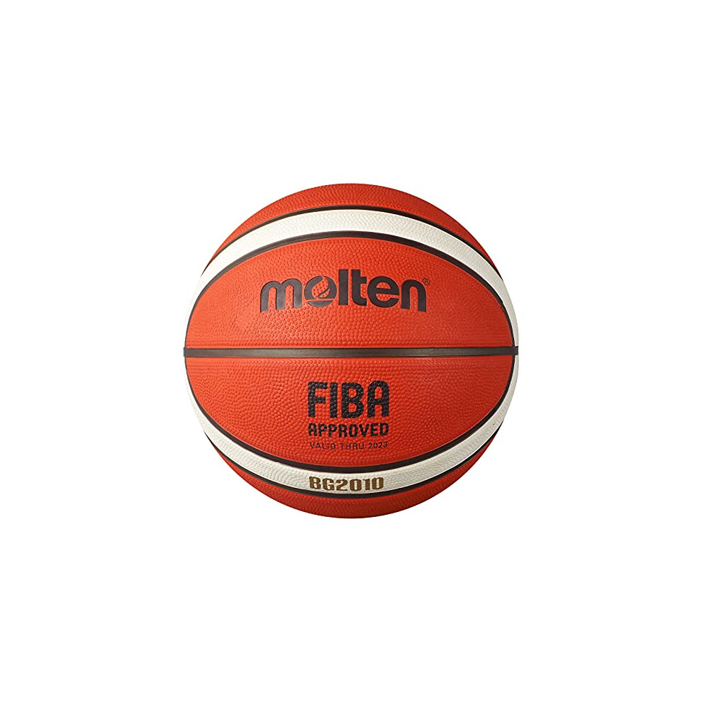 Molten BG2010 Basketball, Indoor/Outdoor, FIBA Approved, Premium Rubber, Deep Channel, Size 7, Orange/Ivory, Suitable For Boys age 14 & Adult