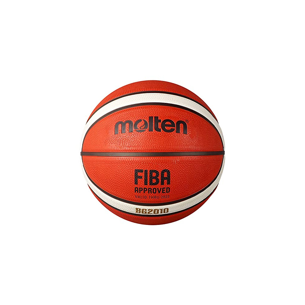 Molten BG2010 Basketball, Indoor/Outdoor, FIBA Approved, Premium Rubber, Deep Channel, Size 6, Orange/Ivory, Suitable For Boys age 12, 13, 14 and