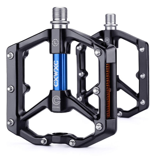 CXWXC Road MTB Bike Pedals Aluminum Alloy Bicycle Pedals Mountain Bike Pedal with Removable Anti Skid Nails D Black Blue M CX 930 on OnBuy