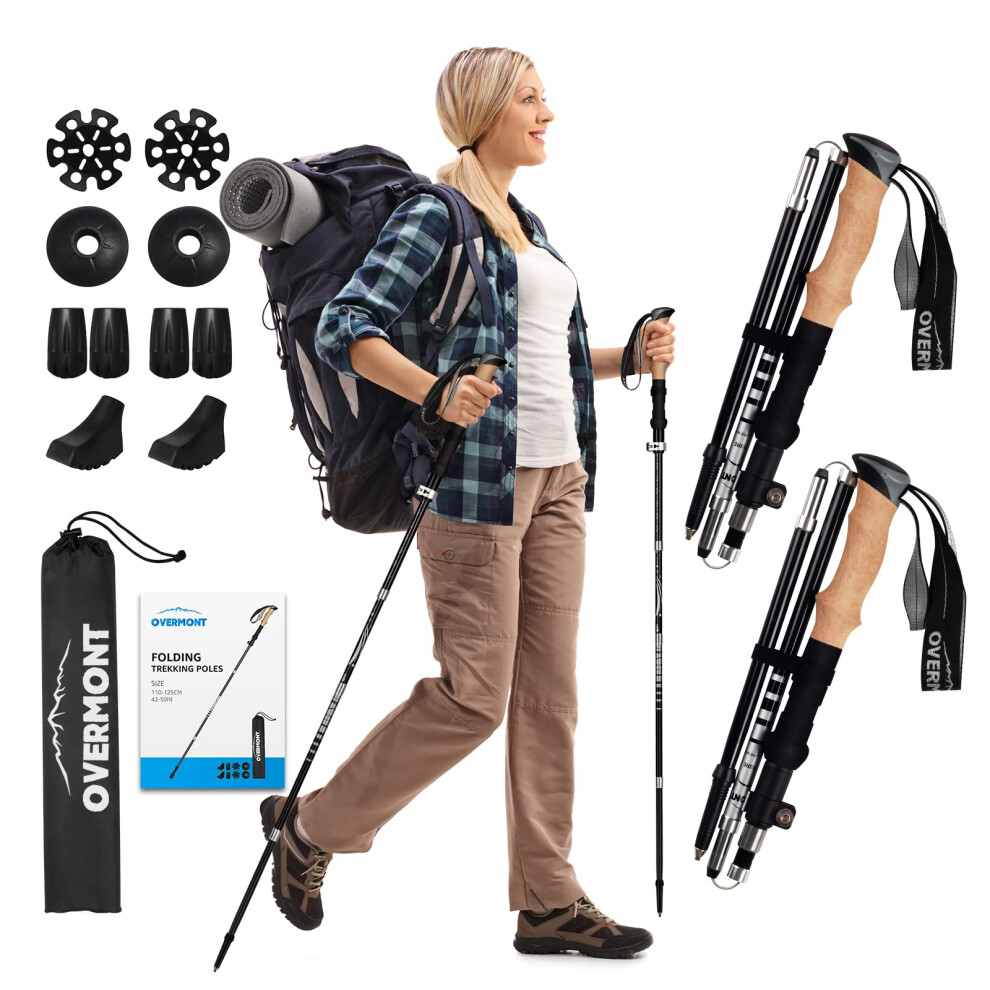 Overmont Carbon Fiber Trekking Poles Lightweight Folding Hiking