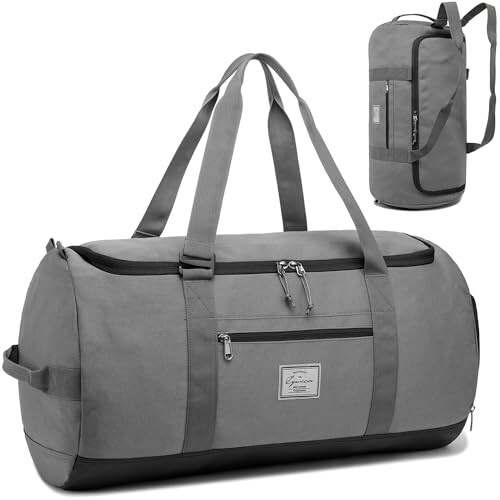 Lyweem Sports Gym Bag Men 60L Large Travel Duffle Bag with Shoe Compartment Weekend Holdall Bags Overnight Duffel Bag Backpack Grey on OnBuy