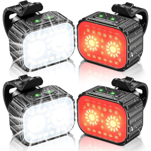 CIRYCASE Bike Lights Front and Back Super Bright Bicycle Lights USB Rechargeable IPX6 Waterproof Bike Light Set for Night Riding Camping Backpack