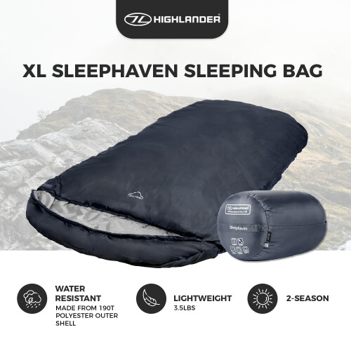Highlander HIGHLANDER Extra Wide Rectangular Sleeping Bag For Adults - 1.6kg Lightweight Warm Snuggle Sleeping Bag 1