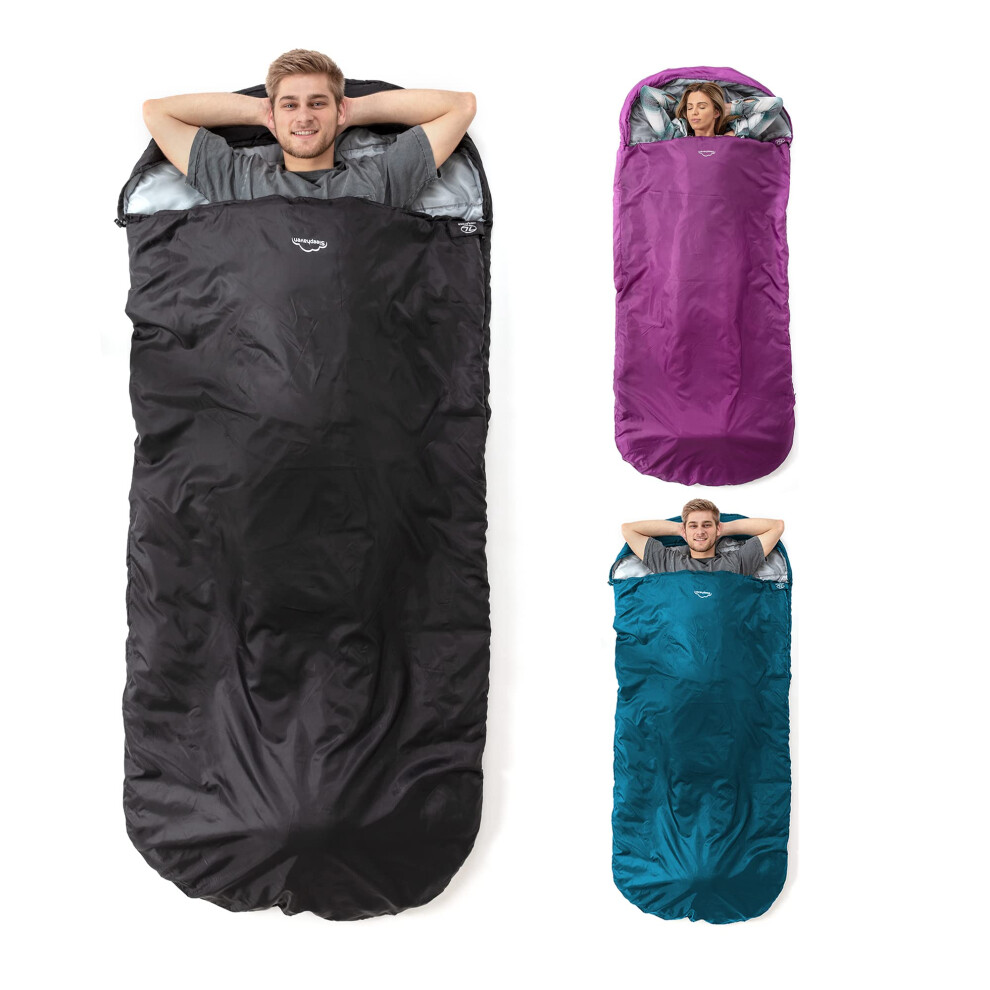 HIGHLANDER Extra Wide Rectangular Sleeping Bag For Adults - 1.6kg Lightweight Warm Snuggle Sleeping Bag