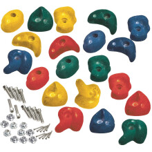 20 Packs of Premium Climbing Holds Stones High Grip Polyresin with Galvanised Steel Fixings (Multicoloured)
