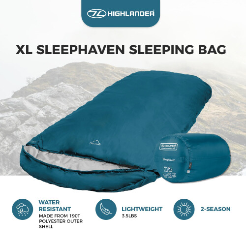 Highlander HIGHLANDER Extra Wide Rectangular Sleeping Bag For Adults - 1.6kg Lightweight Warm Snuggle Sleeping Bag 1