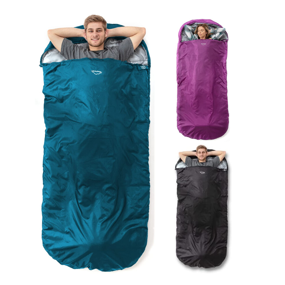 HIGHLANDER Extra Wide Rectangular Sleeping Bag For Adults - 1.6kg Lightweight Warm Snuggle Sleeping Bag